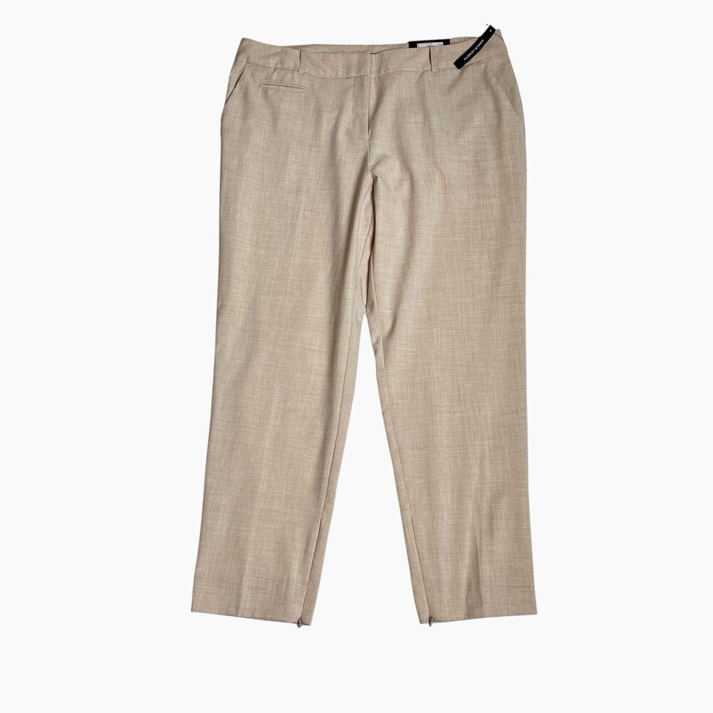 Worthington Modern Fit Dress Pants Ankle Zip Slim Leg Heather Beige Size 14